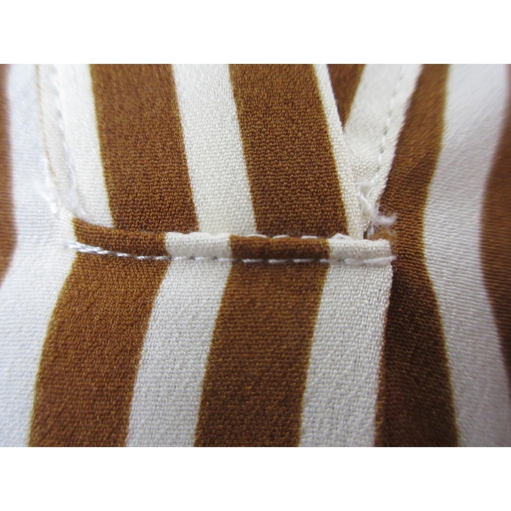 VICI Stripe Shirt Dress Women S Brown White Neutral Relaxed Capsule Quiet Luxury - Picture 8 of 16